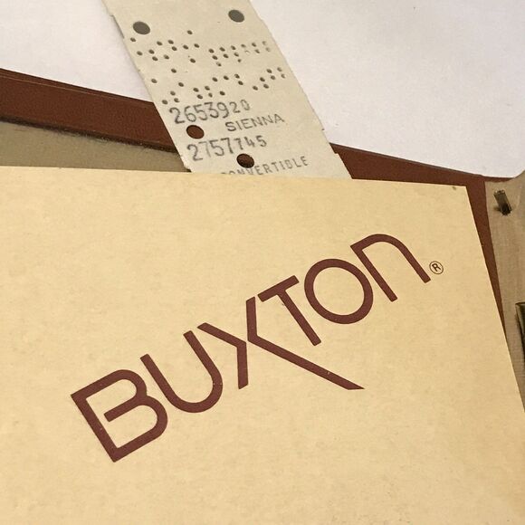 Vintage Buxton Convertible Cognac Leather Bifold Wallet Men's Brown Billfold NOS - Picture 12 of 14